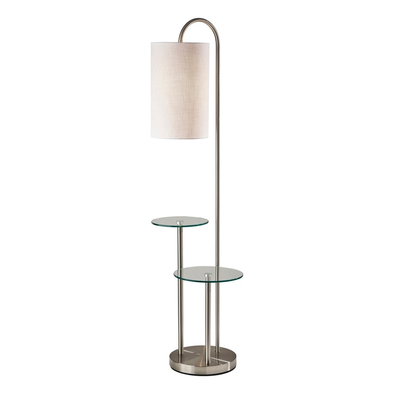 Leonard Shelf Floor Lamp Brushed Steel