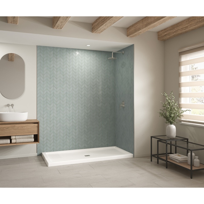 MAAX 420042-503-001-000 B3Square 7236 Acrylic Corner Right Shower Base in White with Center Drain