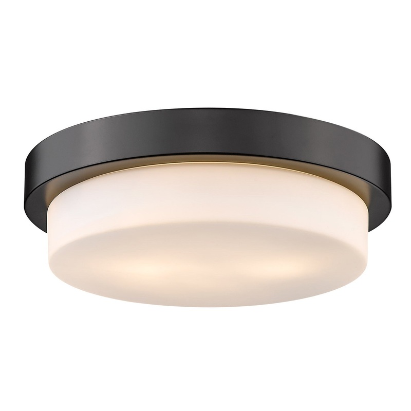 Multi-Family 13″ Flush Mount in Matte Black with Opal Glass