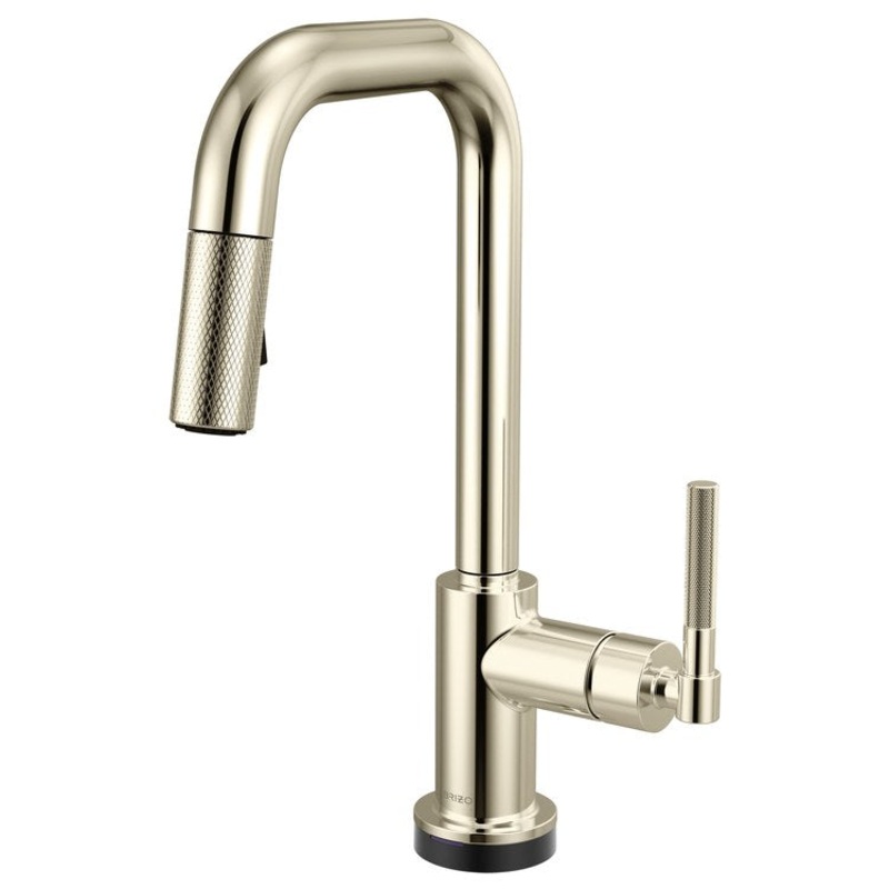 Prep Faucet Litze Smarttouch 1 Knurled Handle ADA Brilliance Polished Nickel Pull Down Dual Function Square 360 DEG Swivel 1.8 Gallons per Minute