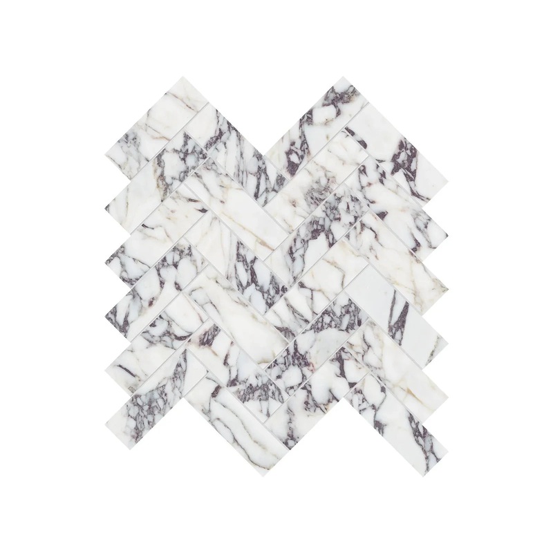 1.25″ x 4″ Viola Roccia Herringbone Honed Marble Mosaic 1 Sheet = .89 Sqft