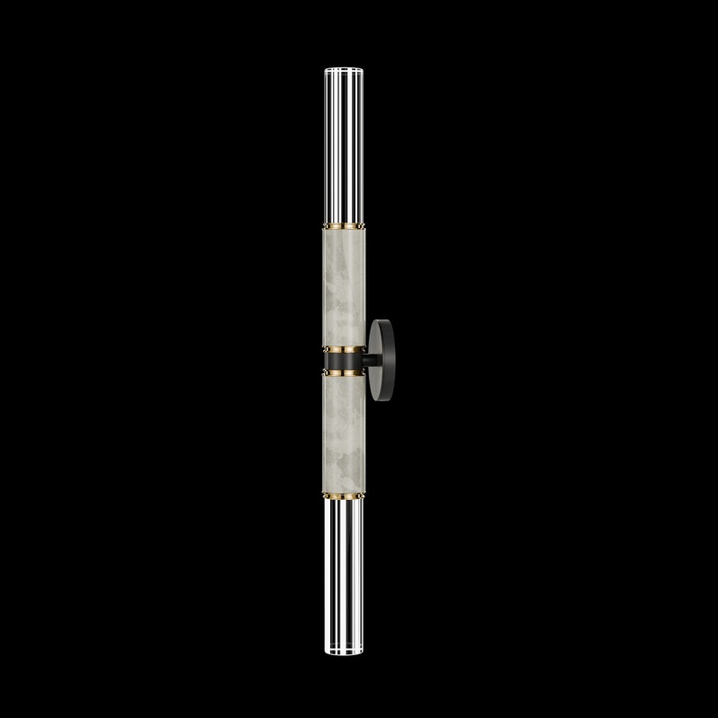 Antonia 34″H Sconce Black/Brass/Smoke