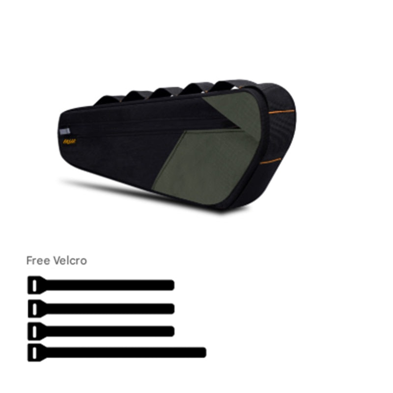 Black and Green Waterproof Bicycle Frame Bag – 2.5L Slim Top Tube Storage Pouch for Cycling Essentials