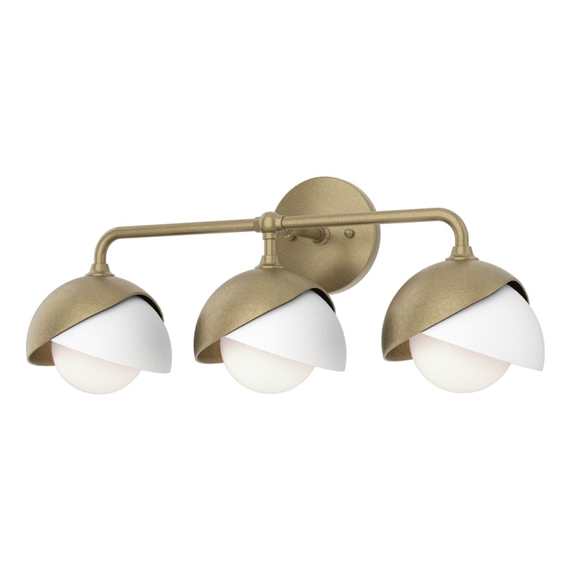 Brooklyn 3-Light Double Shade Bath Sconce Soft Gold White