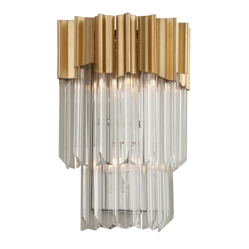 Corbett Lighting 220-12-GL/SS Charisma Two Light Wall Sconce Gold Leaf W Polished Stainless (Discontinued)
