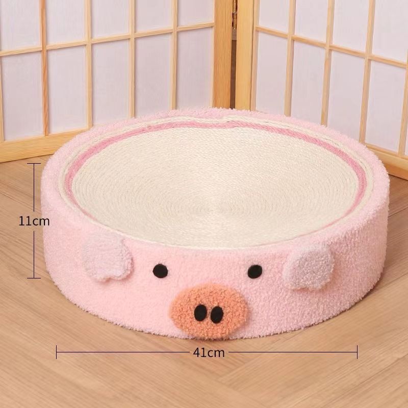 Cute Pink Fabric Pig Cat Scratching Post and Lounger – 41cm Cat Scratch Proof Basin