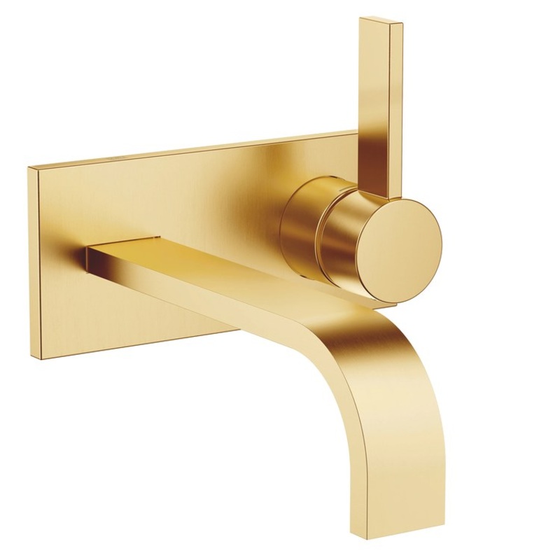 Lavatory Faucet MEM Wall Mount Mixer 1 Lever ADA WaterSense Brushed Durabrass 1.2 Gallons per Minute Less Drain 2 Hole