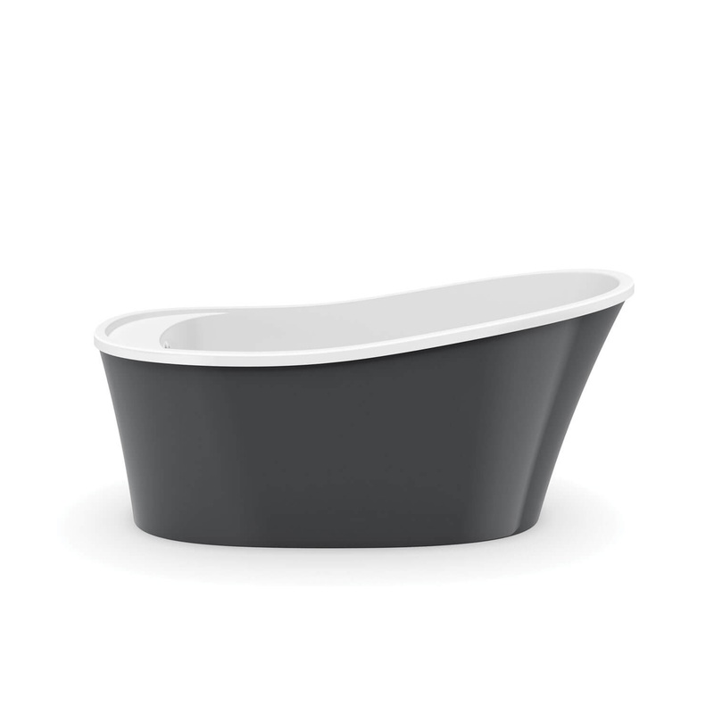 MAAX 106266-000-001-103 Ariosa 6032 Acrylic Freestanding End Drain Bathtub in White with Thunder Grey Skirt
