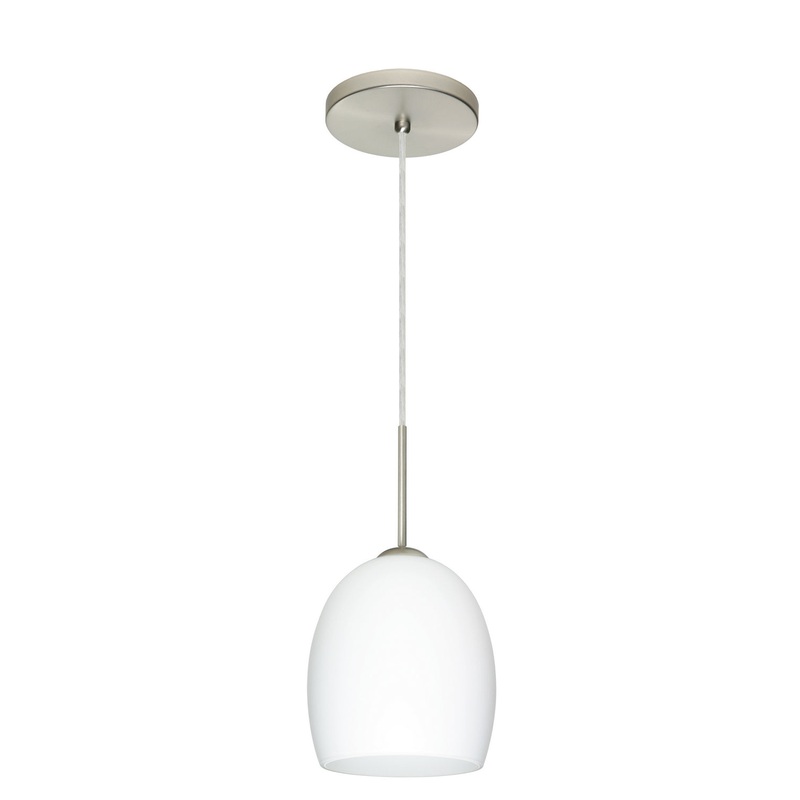 One Light Pendant from the Lucia Collection in Satin Nickel Finish by Besa