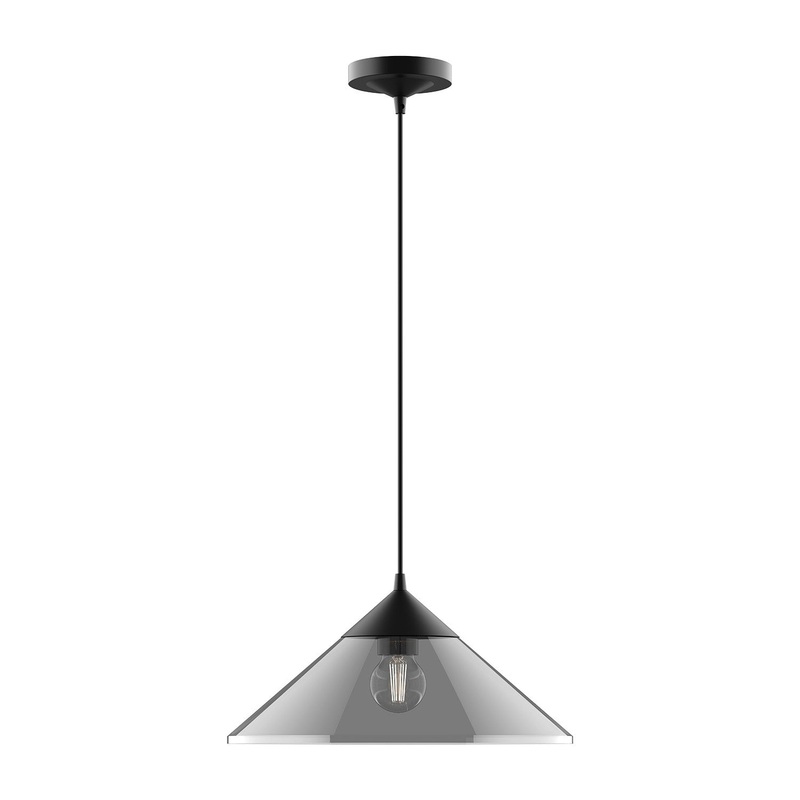 One Light Pendant from the Mauer Collection in Brushed Gold/Clear Glass|Matte Black/Smoked Finish by Alora