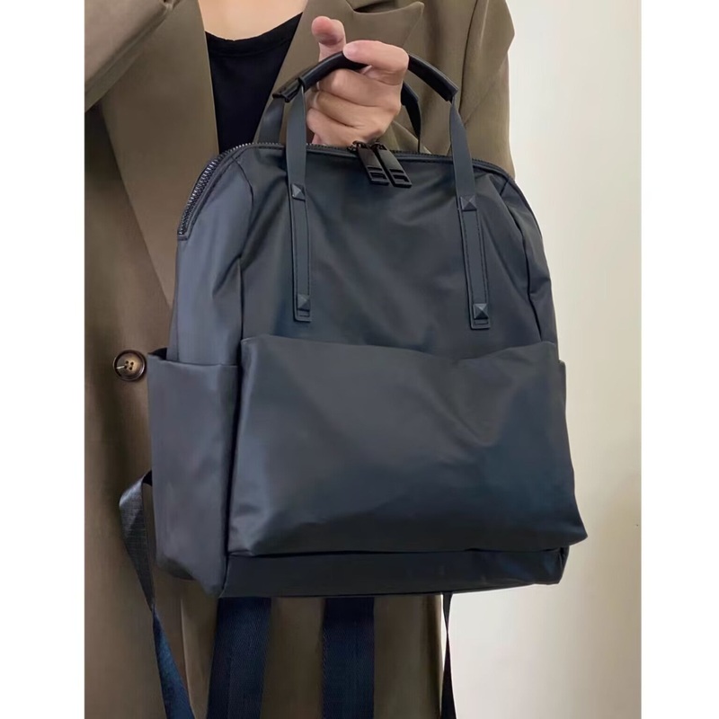 Size S Black Stylish Waterproof Nylon Backpack – Lightweight, Multi-Pocket for Travel, Commute & Daily Use