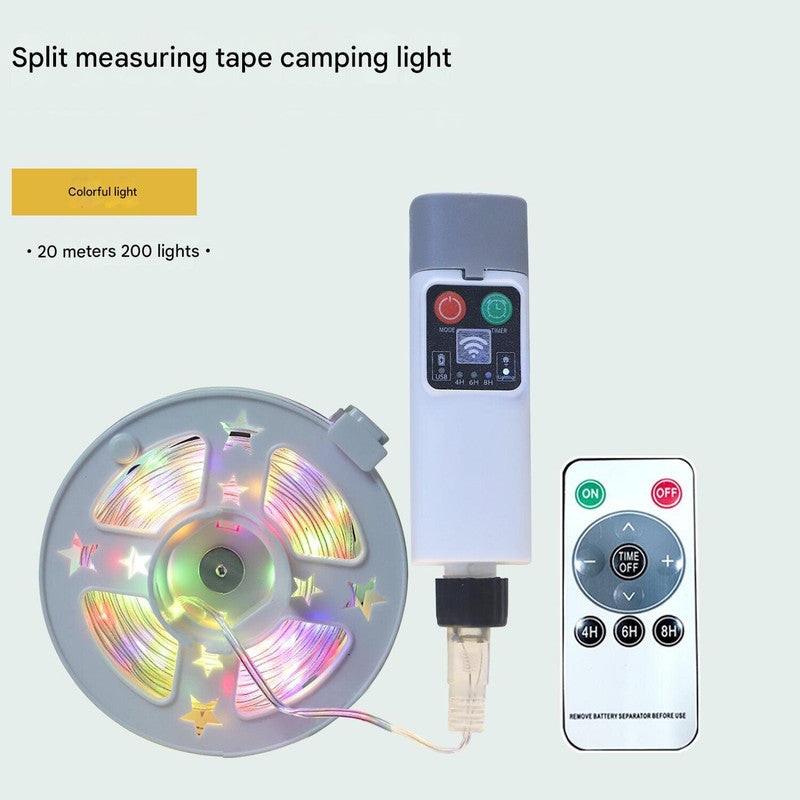 (200 lights in 20 meters color) Camping tent light kit – rechargeable power bank, spool light string, remote control