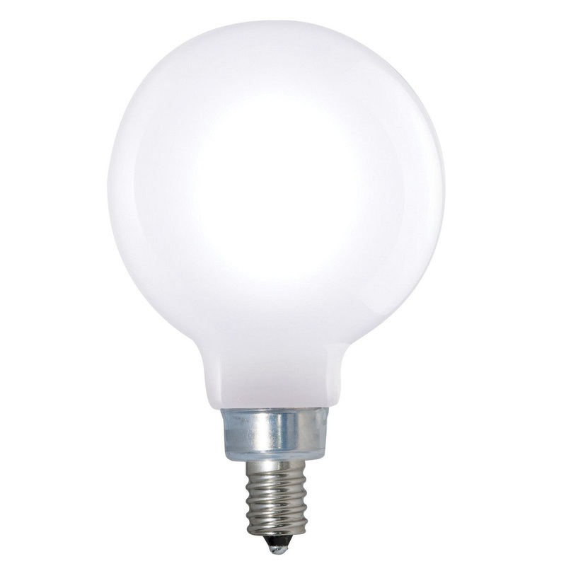 5 Watt G16 Milky, 500  Lumens, E12 base, 120 Volt Warm Dim Light Bulb by Bulbrite