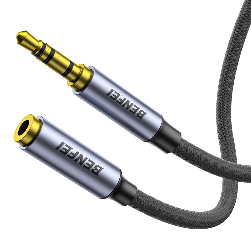BENFEI 421GY 5M 3.5mm Male to Female AUX Extension Cable, TRRS 4-Pole Stereo Audio Jack Cord for Headphones, Microphone, Smartphones, PC, Laptop, Speakers