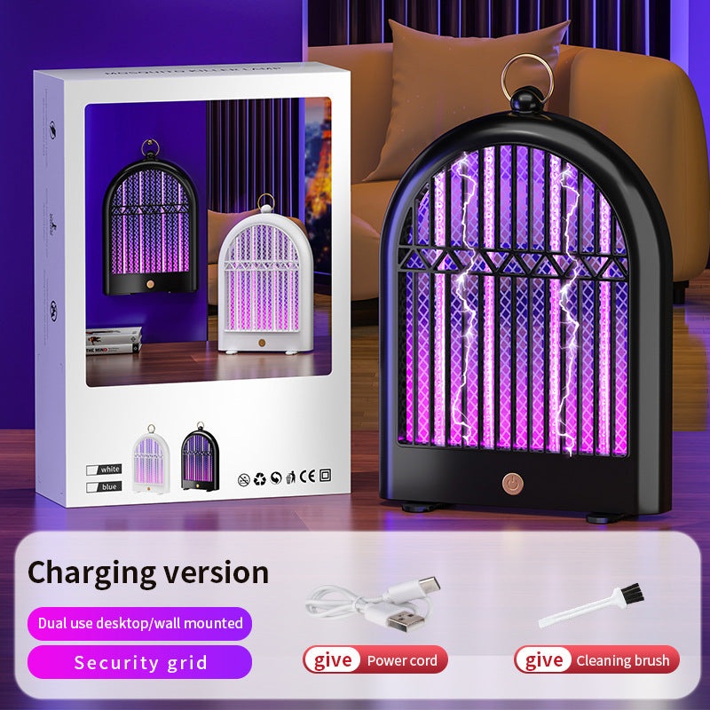 Black (Chargeing version) USB Mosquito Killer Lamp – Electric Bug Zapper, Wall-Mounted/Standing, Silent