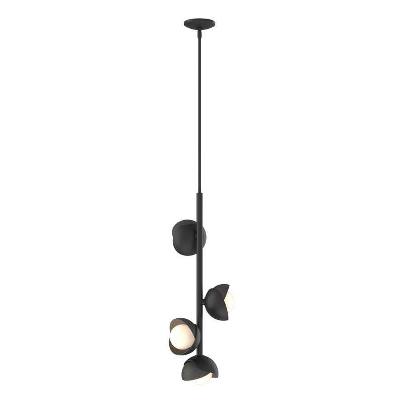 Brooklyn 4-Light Double Shade Vertical Pendant Black Natural Iron