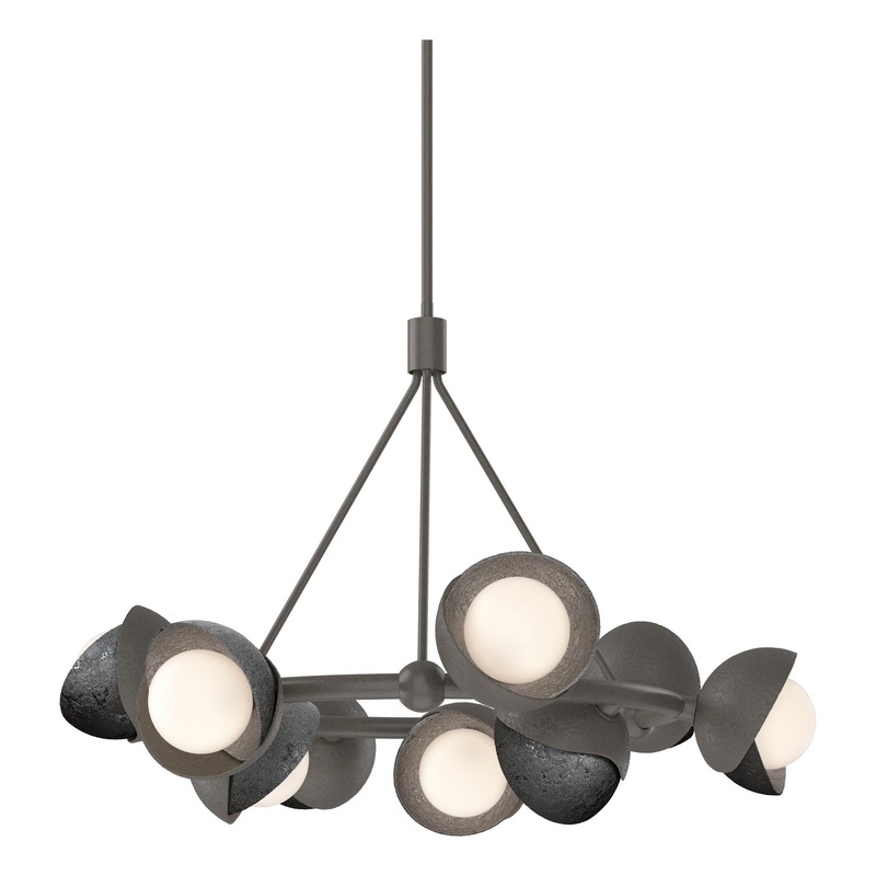 Brooklyn 9-Light Double Shade Ring Pendant Dark Smoke Ink