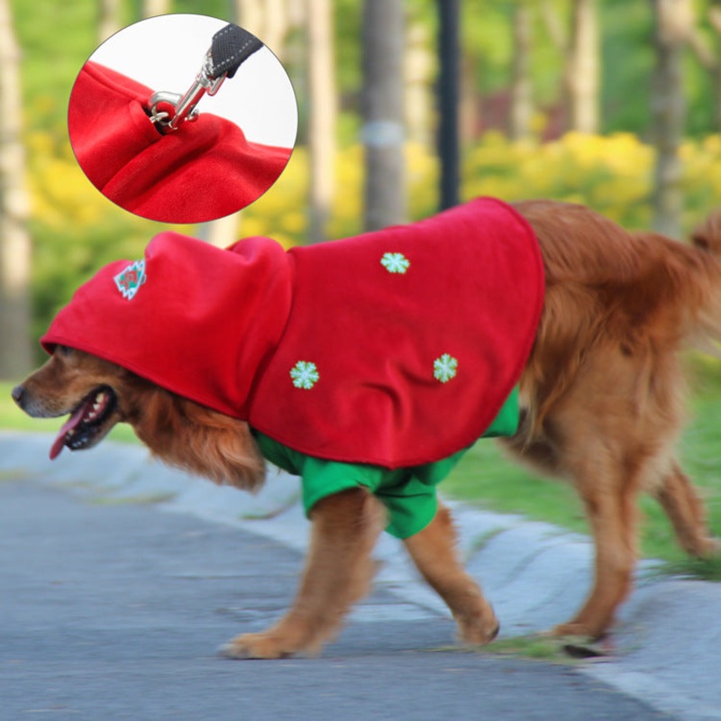 Christmas Dog Costume – Festive Hooded Cape & Green Jumpsuit Outfit (Size : 2XL)