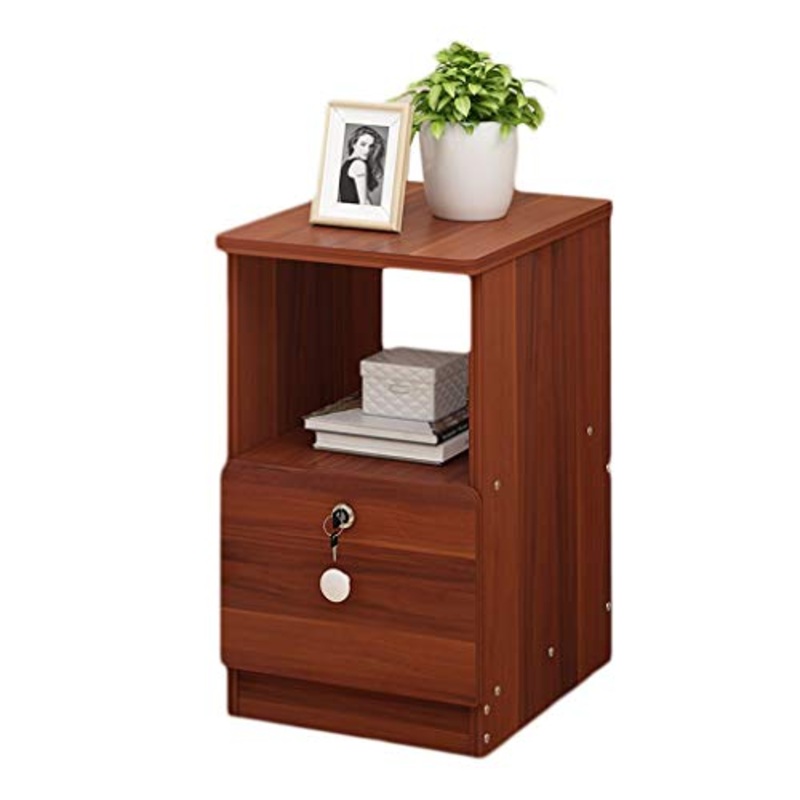 Comodino Camera da Letto Famiglia con Gruppo Blocco Storage Box Piccolo Ultra Narrow Locker Mini Studio Corridoio FANJIANI (Color : Red Walnut, Size : 20X39X50cm)