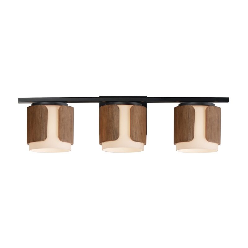 Draughtsman 3-Light Bath Vanity Walnut / Black