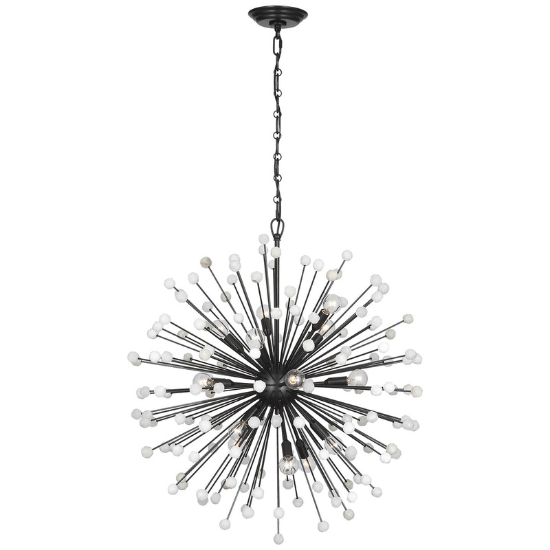 LED Chandelier from the Lys Collection in Bronze And Alabaster Finish by Visual Comfort Signature