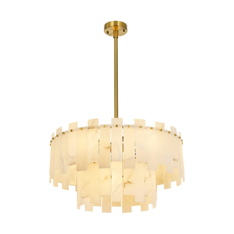 Madrid 12-Light Chandelier Antique Brass and Alabaster