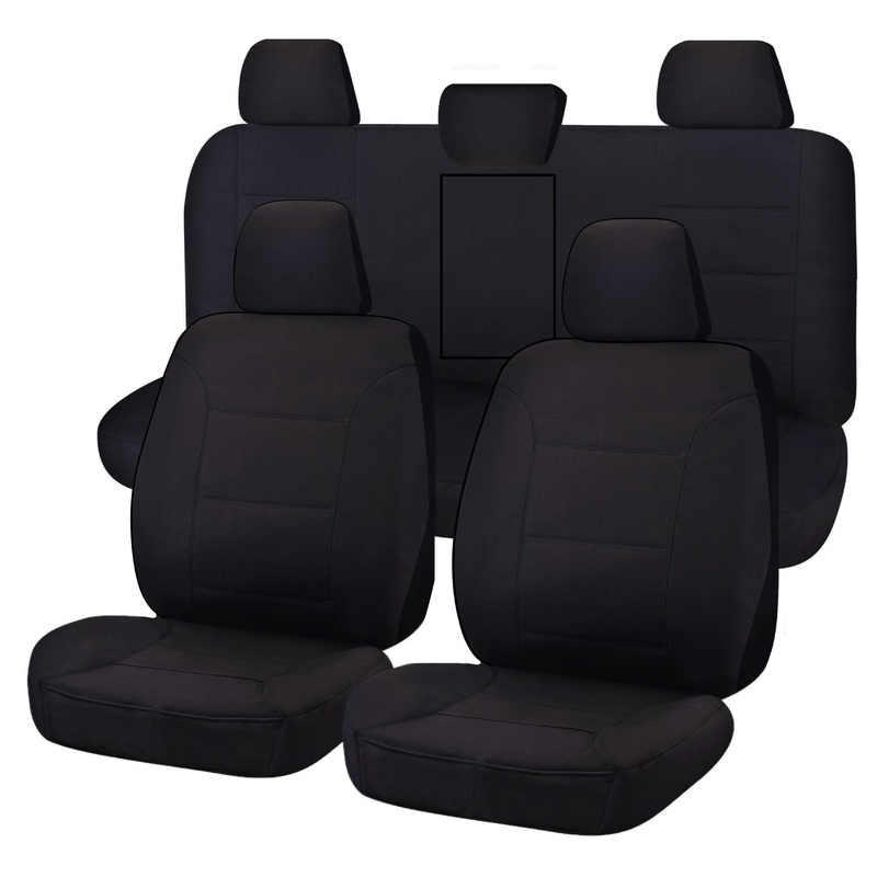 Seat Covers for TOYOTA HILUX 08/2015 – ON DUAL CAB UTILITY FR 40/60 SPLIT BASE WITH A/REST BLACK CHALLENGER