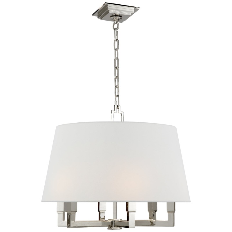 Six Light Hanging Lantern from the Square Tube Collection in Polished Nickel Finish by Visual Comfort Signature