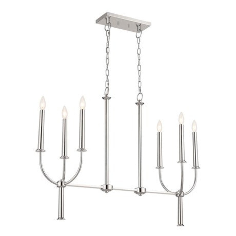 Six Light Linear Chandelier from the Florence Collection in Polished Nickel Finish by Kichler