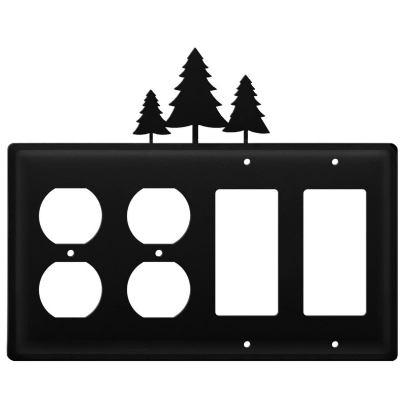 Village Wrought Iron EOOGG-20 Quad Pine Trees Double Outlet and Double GFI Cover CUSTOM Product