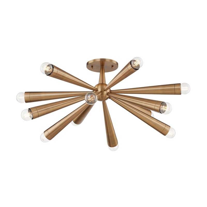 12 Light Semi Flush Mount from the Keanu Collection in Patina Brass Finish by Troy Lighting