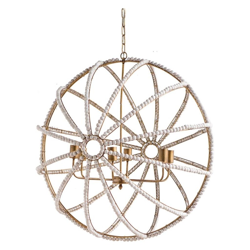 Ava Chandelier Gold Metal | White Wood