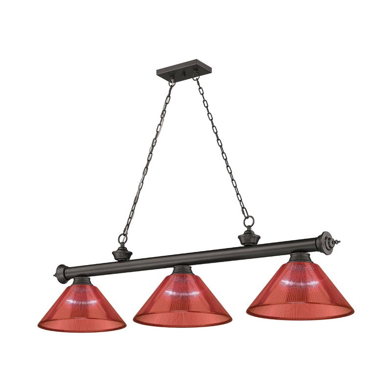 Cordon 3-Light Billiard Bronze Cone Red Plastic