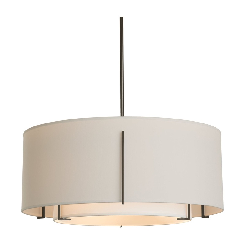 Exos Double Shade Pendant Oil Rubbed Bronze Natural Anna Inner Shade & Flax Outer Shade