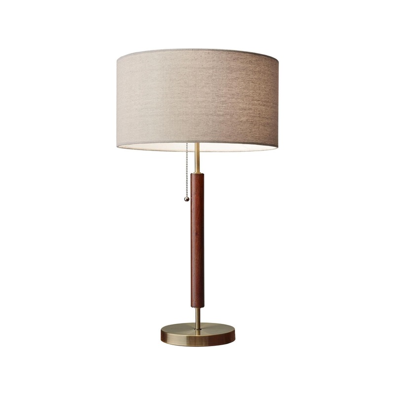 Hamilton Table Lamp Walnut Eucalyptus Wood/Antique Brass