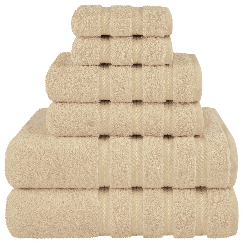 Khaki Luxury 6-Piece Combed Cotton Towel Bale Set – Ultra Soft & Absorbent Bath, Hand, Face Towels