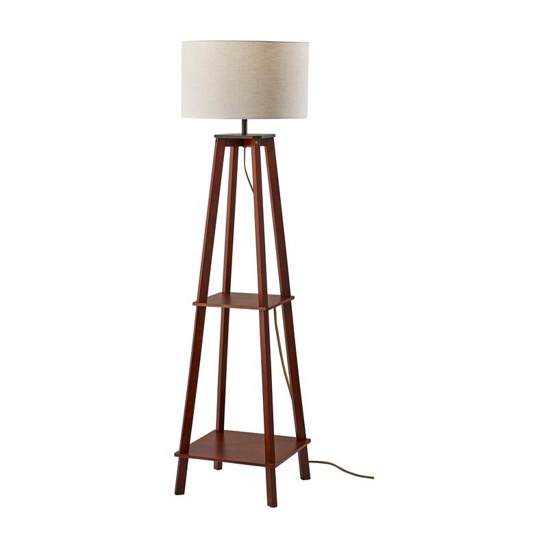 Kirby Shelf Floor Lamp Walnut Wood