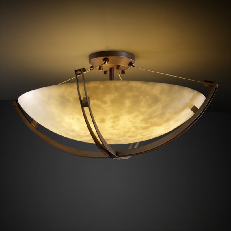 LED Semi-Flush Mount from the Clouds Collection in Dark Bronze Finish by Justice Designs