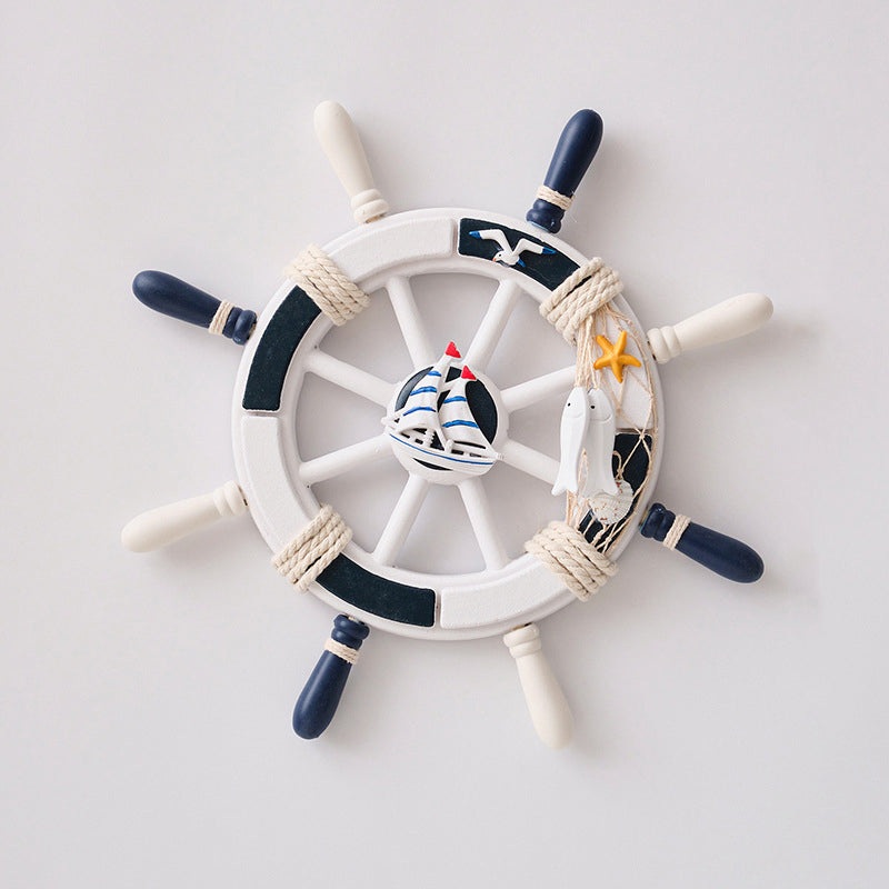 Nautical Wooden Rudder Wall Decor – 34cm Coastal Home Decor Accent (Sailboat Rudder)