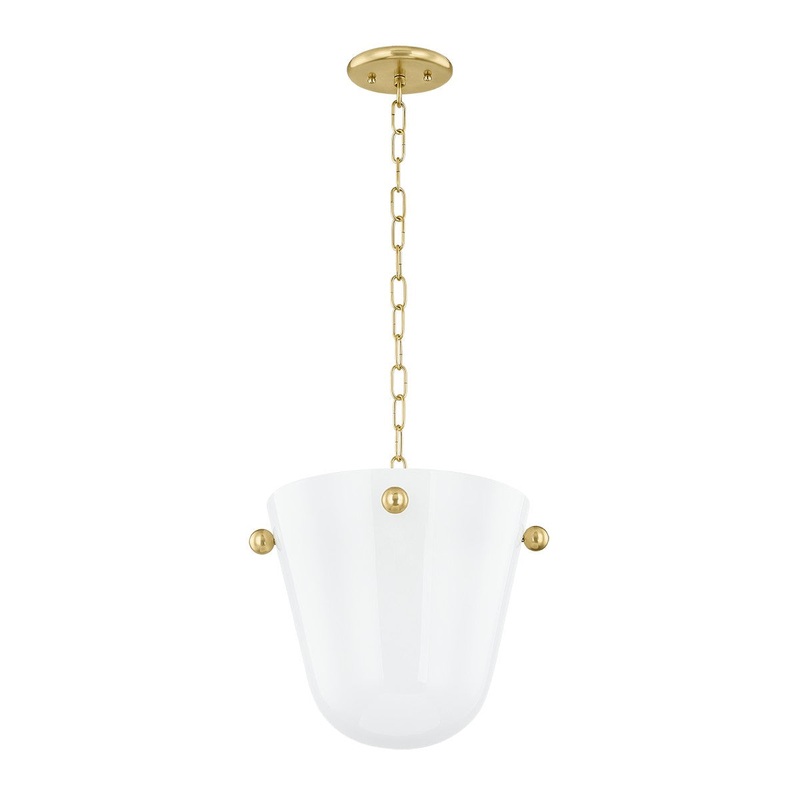 One Light Pendant from the Rima Collection in Aged Brass Finish by Mitzi