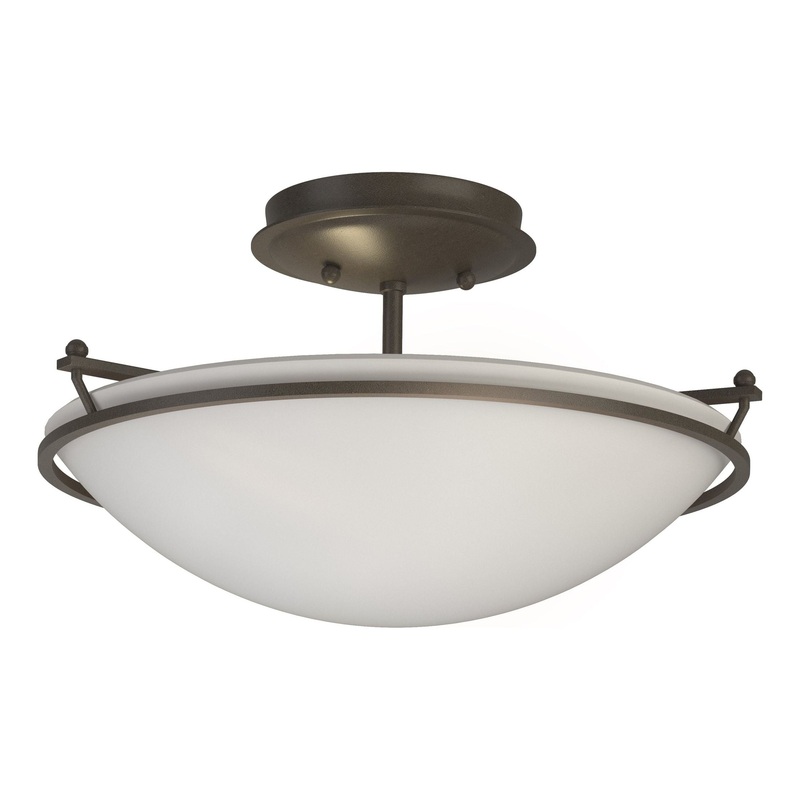 Plain Small Semi-Flush Dark Smoke Opal Glass (GG)