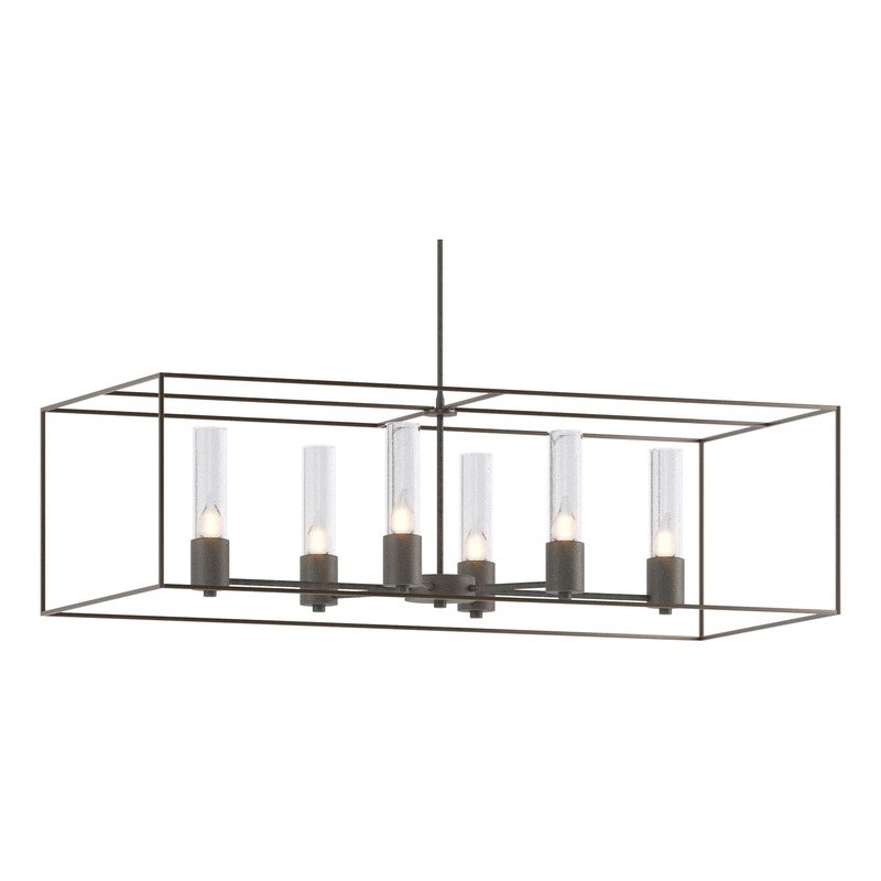 Portico Pendant Natural Iron Bronze Seeded Clear Glass (II)