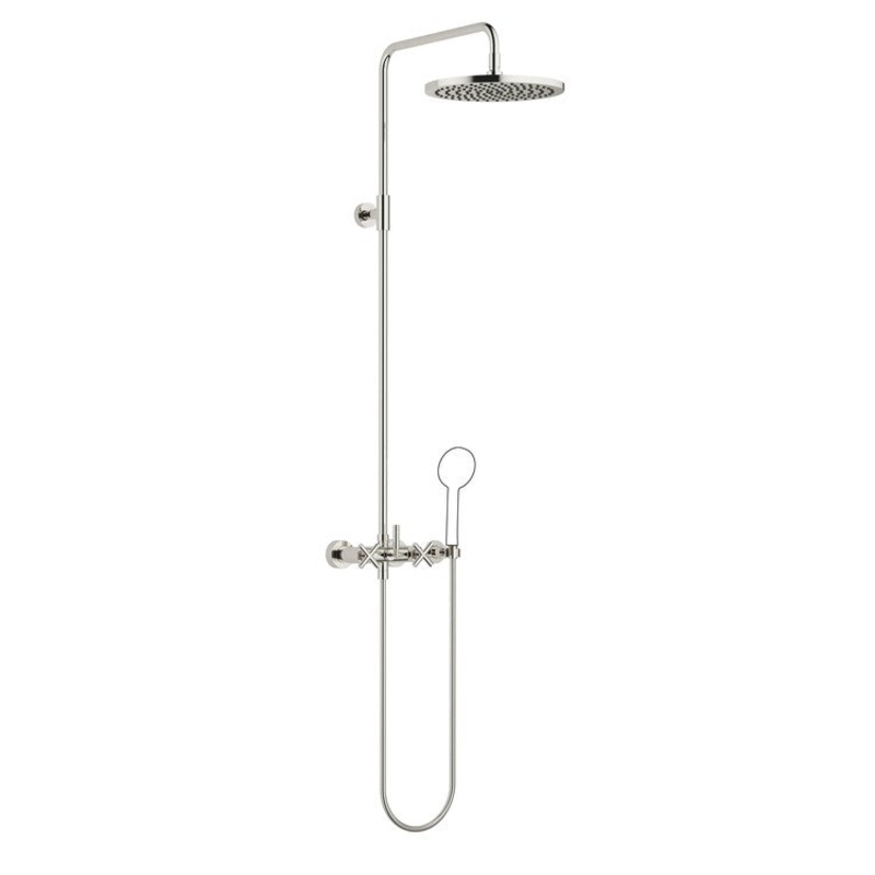Shower Set TARA Exposed with Mixer Less Handshower 3 Cross/Lever Platinum 1.8 Gallons per Minute