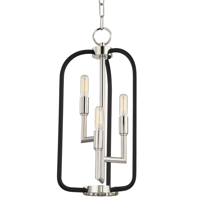 Three Light Chandelier from the Angler Collection in Polished Nickel Finish by Hudson Valley