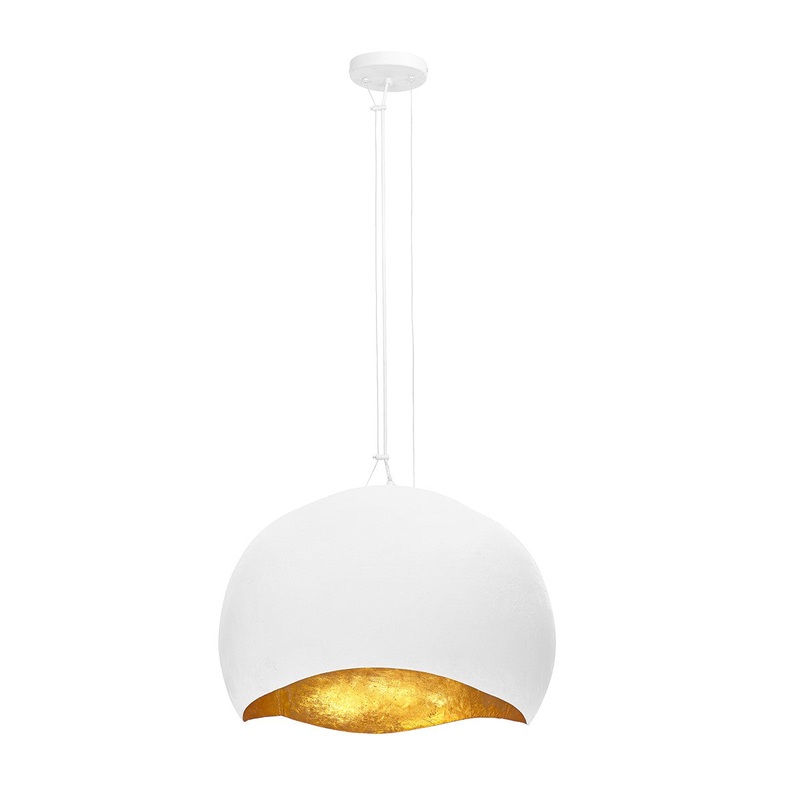 Three Light Pendant from the Baleia Collection in White and Gold Foil Finish by Eurofase