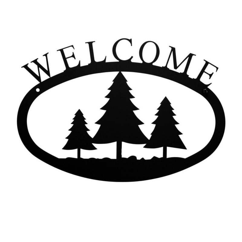 Village Wrought Iron WEL-20-S Pine Trees Welcome Sign Small