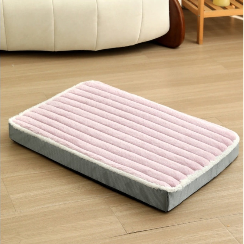 2-Piece Purple-pink Sponge large pet bed – plush dog mat, detachable, washable, anti-slip base(50*40*8cm)