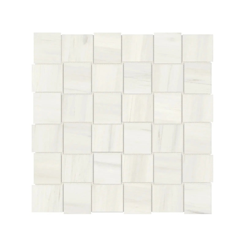 2″ x 2″ Basketweave Mayfair Suave Bianco Matte Porcelain Mosaics. 1 Sheet = .98 Sq. Ft. 2″ x