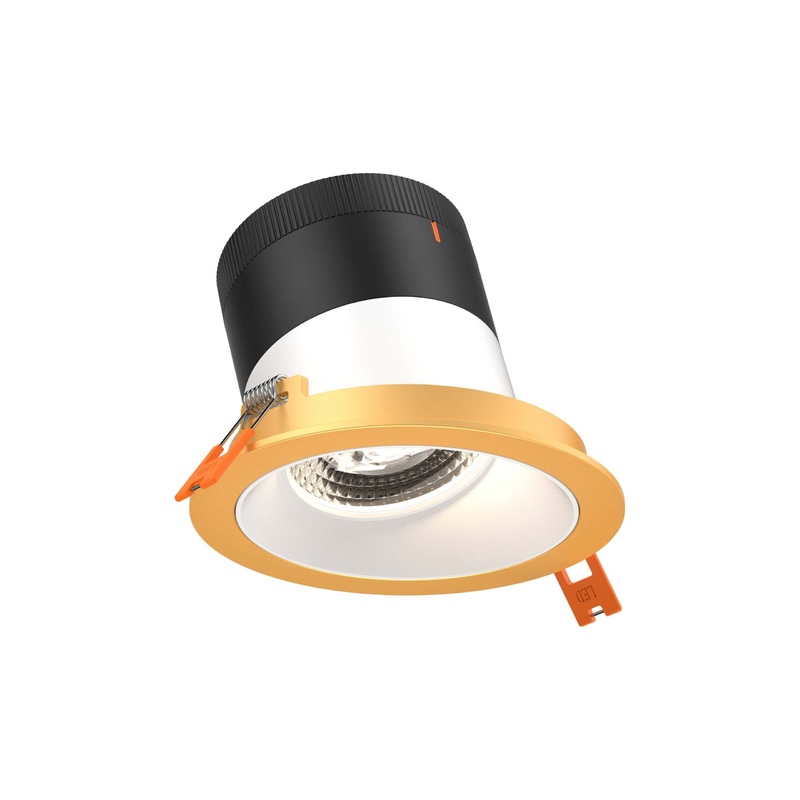 4″ Modular Downlight White with Gold Trim 35 Degrees Sloped Ceiling