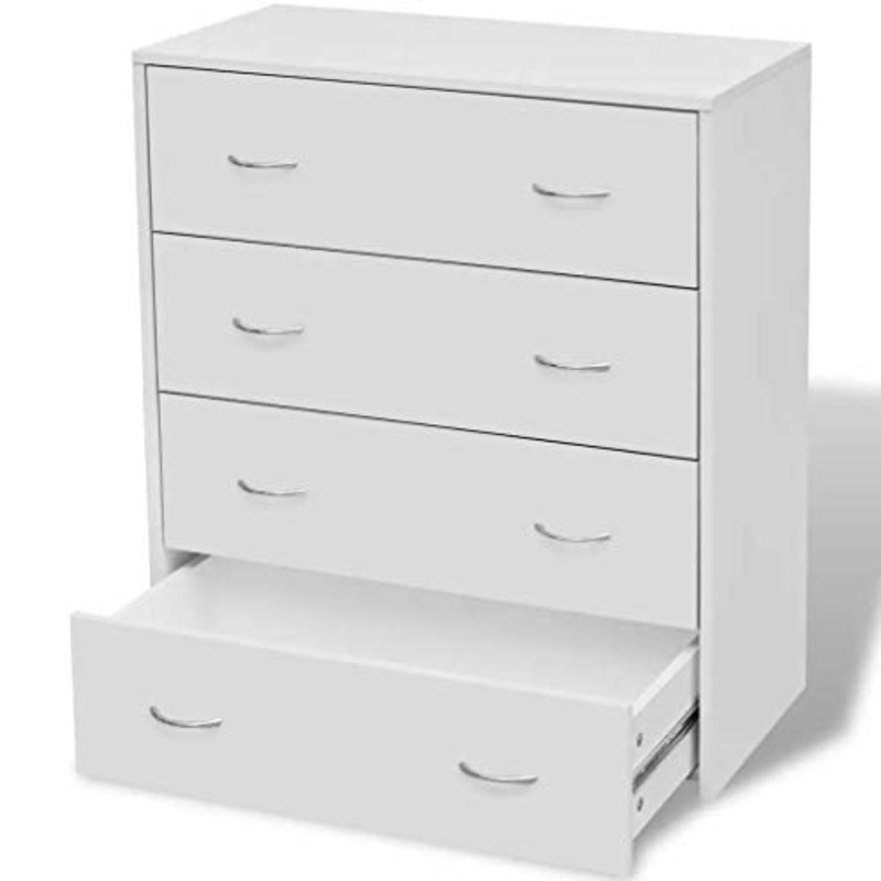 Ausla Credenza con 4 Cassetti 60×30,5×71 cm Libreria in Legno Armadietto Moderno Cassettiera da Ufficio Armadio Laterale per salotto,sala da pranzo,corridoio,Bianco